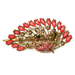 Haarspange Pfau in Vintage-Look aus Metall rosa 5683h